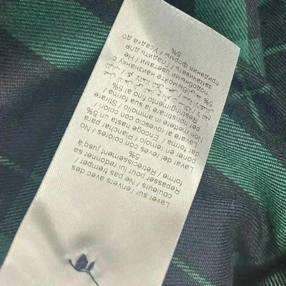 Gestuz Oversized Flannel Checka Button Down Plaid Shacket Gorpcore Small Green - Picture 11 of 12